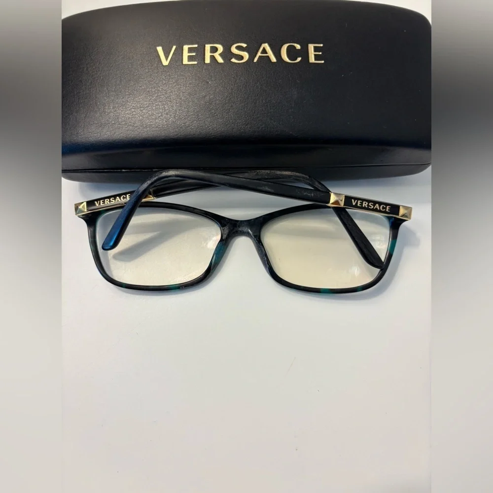 Versace Women’s Green And Black Tortoise Cat Eye Glasses Frames Only
